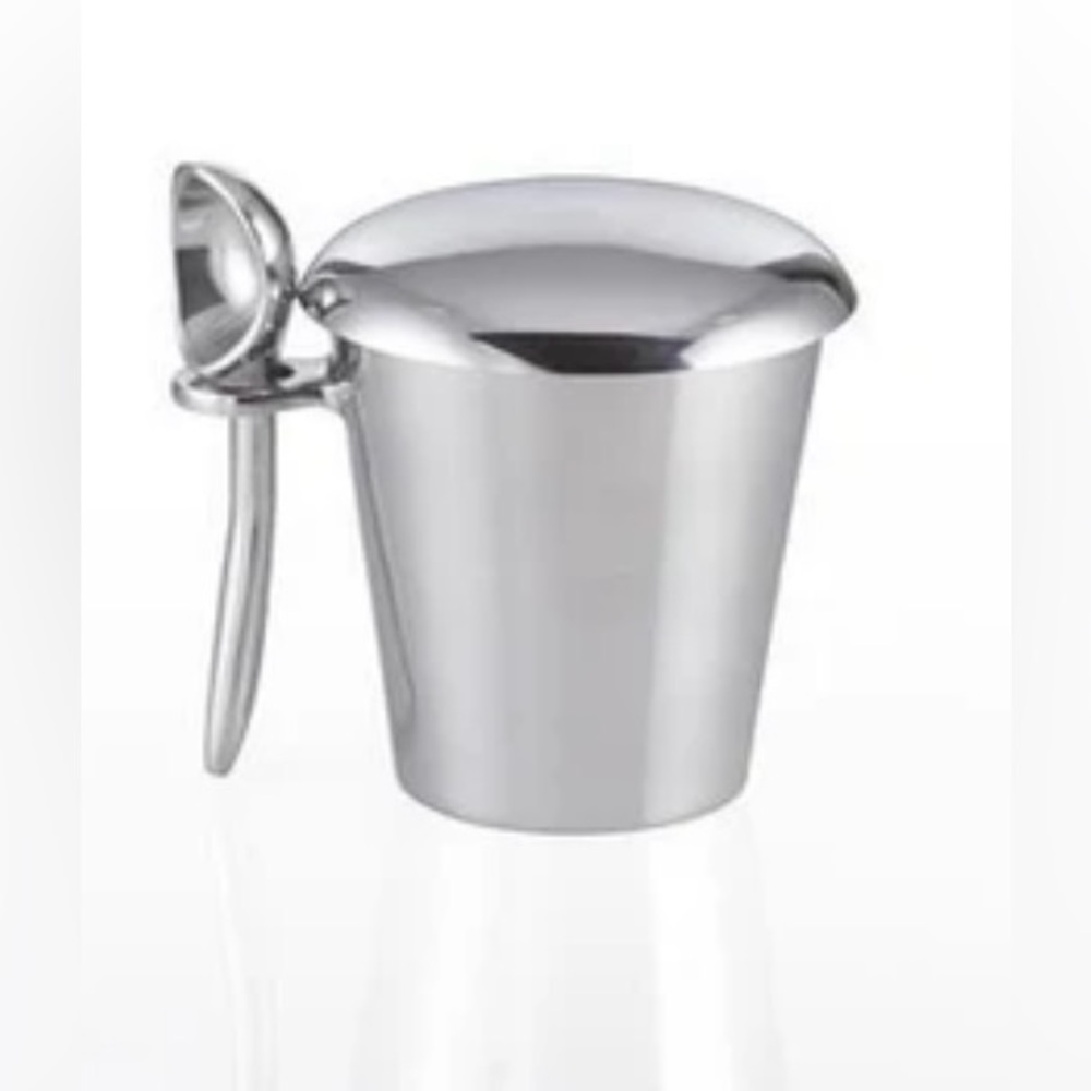 NEW Artisan HandMade Lunares Nima Oberoi Silver Metal Ice Cream Bucket & Scoop